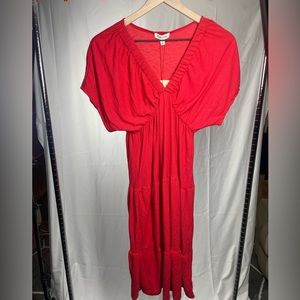 Red midi summer dress